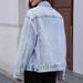 Trendy Oversized Denim Jacket For Women - Long Sleeve Cotton Blend Casual Coat With Lapel Collar (XS, S, M, L, XL, 2XL)_mkmklike.com