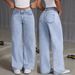 Retro Style Draped Jeans High Waisted Wide Leg Loose Straight Leg Trousers Women's Clothing Denim Relaxed Everyday Wear Versatile Comfortable_mkmklike.com
