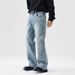 Men's Clothing Light Colored Jeans Loose Straight Leg Mopping Pants Washed High Street Slightly Flared Wide Leg Pants_mkmklike.com