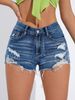 Women's Clothing High Waist Slim Fit Hair Edge Denim Shorts_mkmklike.com