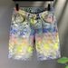 Men's Clothing Retro Distressed Patchwork Elastic Slim Fit Denim Shorts Men's Trendy Brand Embroidery Loose Straight Shorts_mkmklike.com