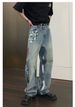Men's Distressed Straight-Leg Jeans | Oversized Streetwear Pants | Vintage Wash & Knee Rips | 90s Hip-Hop Baggy Fit | Y2K Grunge Aesthetic_mkmklike.com