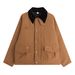 Eon Modish 25 Autumn New American Style Simple Versatile Color-Block Lapel Jacket Coat_mkmklike.com