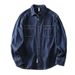 Denim Shirt For Men In Spring And Autumn, Retro Amis Style, Loose Denim Clothing_mkmklike.com