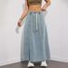 K Design Sense: Elastic Waistband Drawstring Large Swing Skirt, Denim Skirt For Women_mkmklike.com