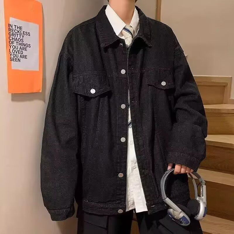 Cowboy Jacket Men's Autumn Retro Collar Workwear Jacket Couple's Casual Top_mkmklike.com