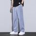 Men's Summer Ice Silk Jeans Loose Fit Ultra Thin Lyocell Straight Leg Durable Drawstring Work Pants_mkmklike.com