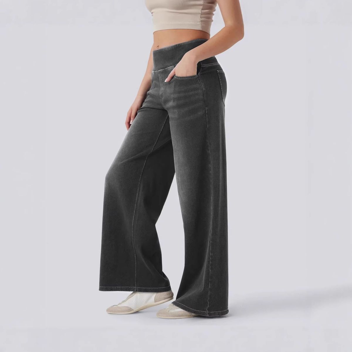 2025 New European And American High-Waisted Loose Zipper Wide-Leg Pants Slim-Fit Slimming Women's Denim Trousers_mkmklike.com