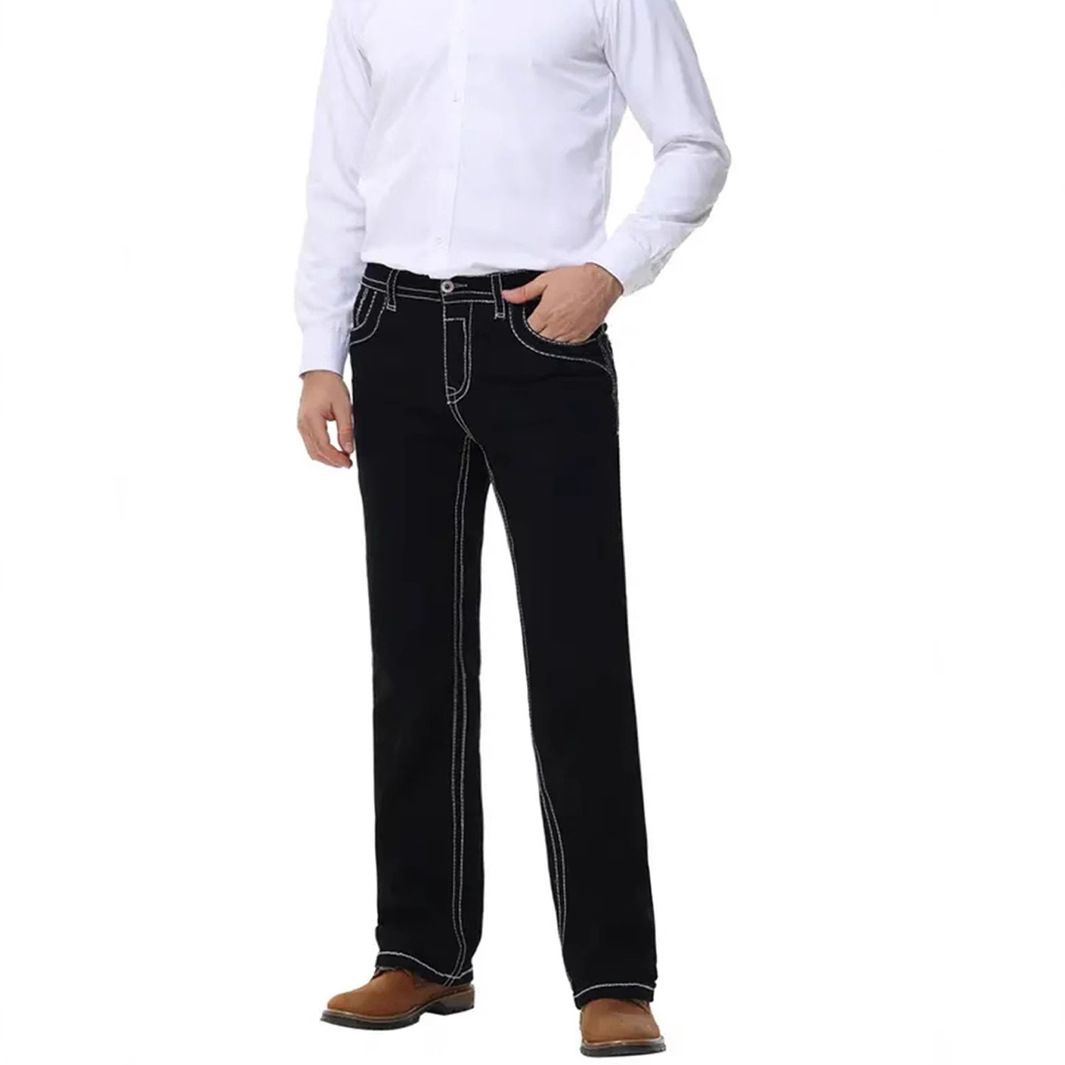 Men's Clothing Foreign Trade New Cross Border Men's Double Line Jeans Casual Straight European And American Straight Denim Trousers Men_mkmklike.com