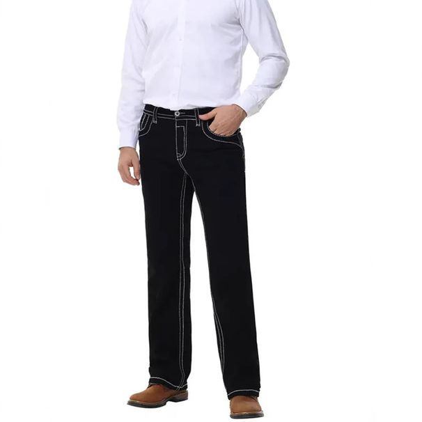 Men's Clothing Foreign Trade New Cross Border Men's Double Line Jeans Casual Straight European And American Straight Denim Trousers Men_mkmklike.com