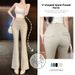 Women's Korean Style Fixed Waist Hip Enhancing Jeans V Shape Flared Pants 5 Colors Available for Pear Shaped Figures_mkmklike.com