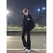 Men's Oversized Flowy High Street Style Vibe American Style Pure Black Straight Leg Jeans Sophisticated Casual Trousers_mkmklike.com