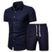 Men's Clothing Short Sleeve Shirt Printed Shirt Set _mkmklike.com