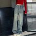 Early Spring Style Loose Retro Pear-shaped Floor-length High-waisted Women's Jeans, Slimming And Nostalgic Straight-cut_mkmklike.com
