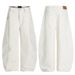 2025 American Style White Lazy Relaxed Pants Unisex Cool High-End Scimitar Jeans Couple_mkmklike.com
