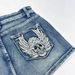 Women's Low Rise Denim Mini Shorts Rock Punk Y2K Style Pocket Skull Embroidery Beadwork Fashionable Casual Shorts_mkmklike.com