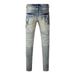 American High Street Internet Celebrity Purple New Blue And White Ripped Jeans Men Hip Hop Slim Fit Casual Long Pants_mkmklike.com