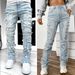 New Men's Straight-leg Jeans, European And American Street Style, Trendy Stretch Patchwork Straight-leg Jeans, Suitable For Both Men And Women._mkmklike.com