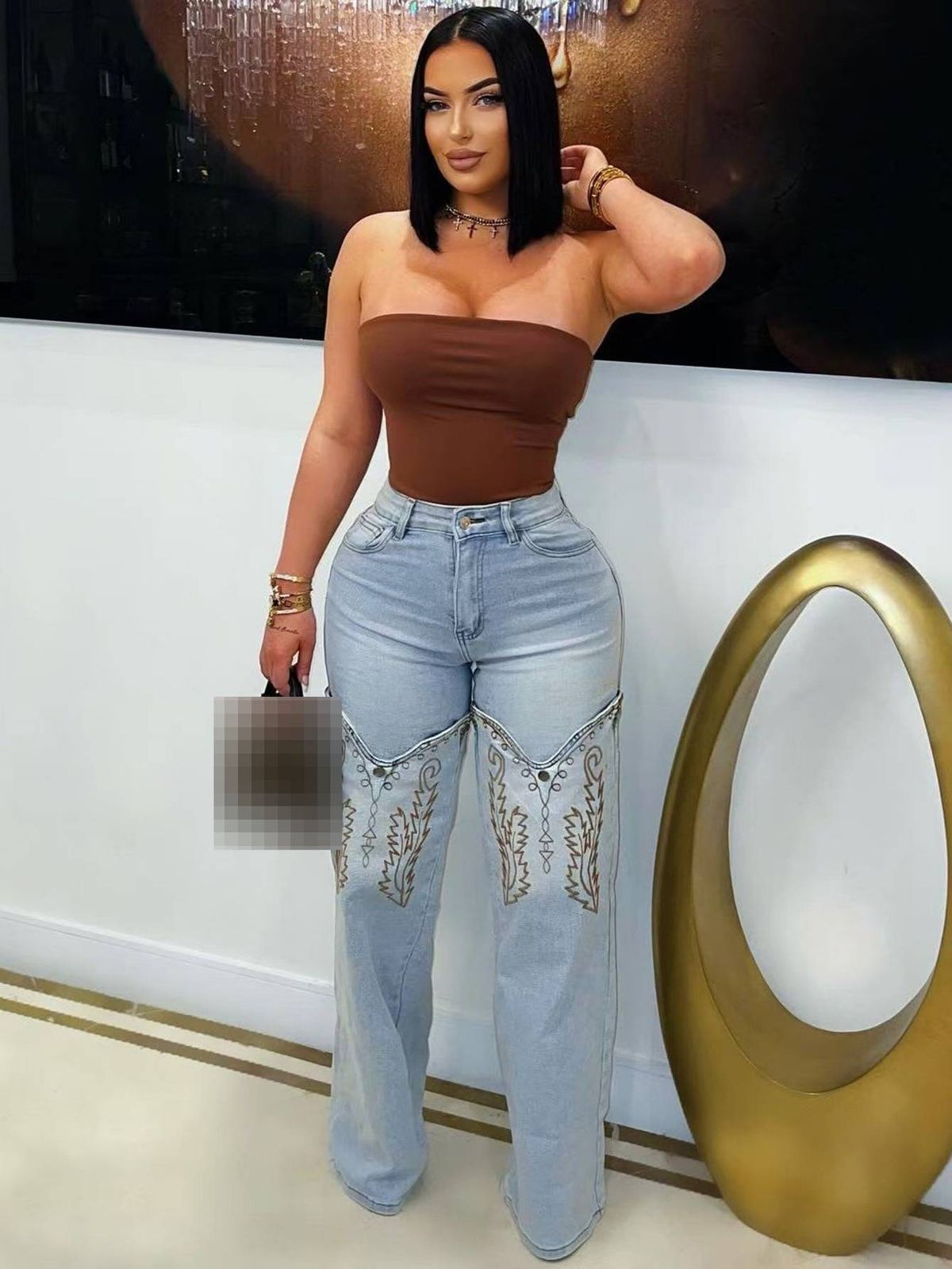 Vintage High-Waisted Flared Jeans – Embroidered Denim Wide-Leg Pants For Women (S-XXL, Classic Blue)_mkmklike.com