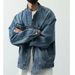 American Retro Workwear Stand Collar Washed Blue Denim Jacket Spring And Autumn Men's New Loose Top Casual Coat Trend_mkmklike.com
