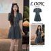 ELLE French Hepburn Style Denim Summer New Fashion Waist-Cinching Design Retro Short Dress For Women_mkmklike.com