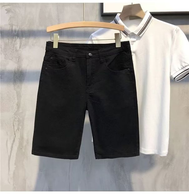 Men's Clothing White Shorts Trendy Casual Versatile Slim Jeans Thin Elastic Shorts_mkmklike.com