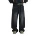 Unisex Washed Black Jeans - Retro Loose Fit Straight Leg Pants With High Waist, Stretch Comfort & Vintage Style (Black/Blue) For Men And Women_mkmklike.com