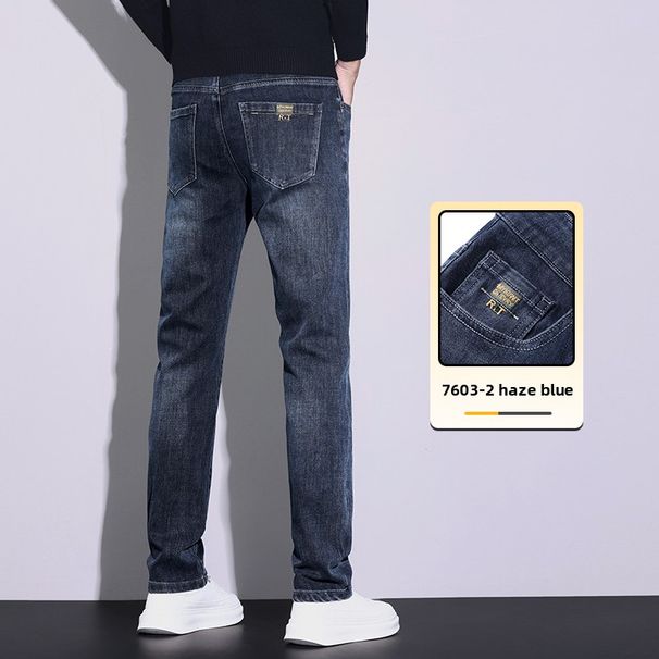 Jeans Men's Loose Elastic Casual Pants Washed Straight Pants_mkmklike.com