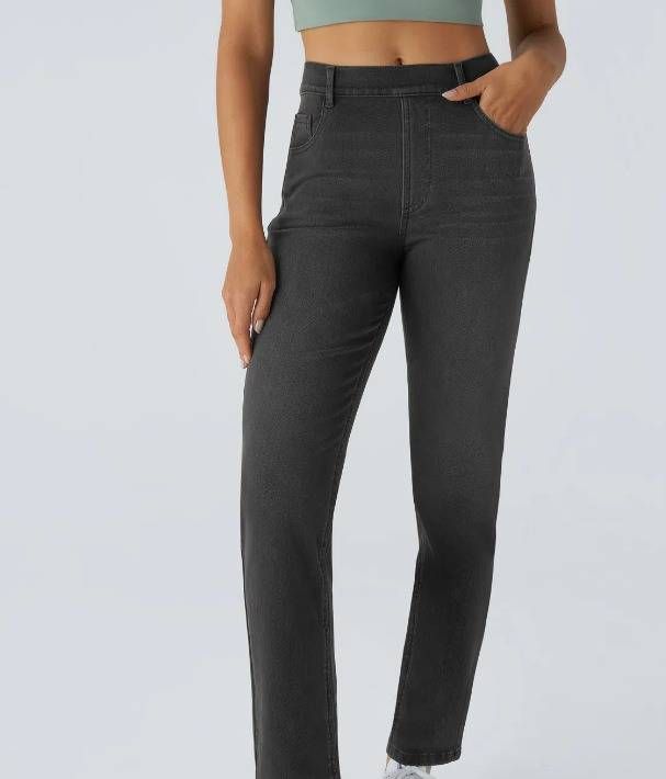 Women's High-Waisted Yoga Jeans - Stretchy Straight Leg Pants With 3D Cat Whisker Details (S-2XL, Dark Blue/Light Blue/Black/Sky Blue/Cream)_mkmklike.com