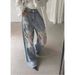 "Women's Relaxed Fit Distressed Straight Leg Jeans – High Waist Wide Leg Pants With Ripped Details For Casual & Streetwear"_mkmklike.com
