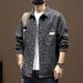 2025 Spring And Autumn New Men's Shirt High-end Jacquard Vintage Washed Loose Turn-down Collar Long Sleeve Denim Jacket_mkmklike.com