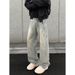 Men's Washed Splatter Painted Slightly Flared Jeans Straight Leg Curved Trousers American High Street Style Trendy Clothing_mkmklike.com