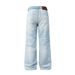 Men's Light Blue Washed Distressed Wide Leg Jeans Retro American Style High Street Baggy Straight Leg Floor Length_mkmklike.com
