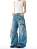 Women's Retro Multi Pocket Design Jeans Loose Fitting Floor Length Pants Curved Silhouette 2026 Summer New Style Direct Sales_mkmklike.com