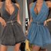 Women's Clothing Summer Women's Street Fashion Belt Halter Neck Backless Denim Dress 89138_mkmklike.com