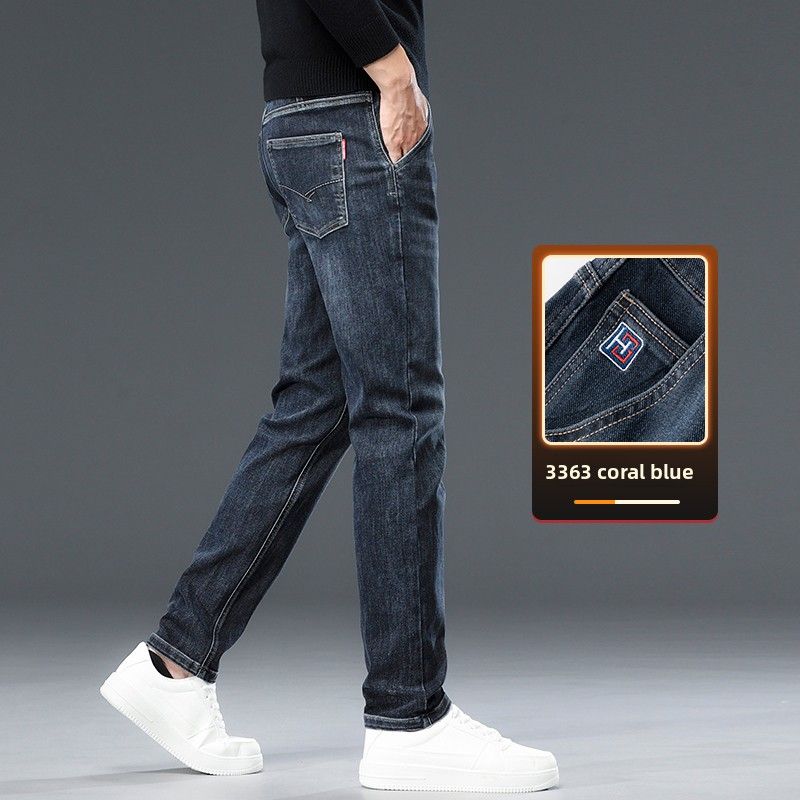 Jeans Men's Thickened Loose Straight Pants Stretch Casual Pants_mkmklike.com