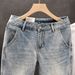 Men's Slim Fit Stretch Jeans – Light Blue & Black Distressed Denim Pants | Trendy Skinny Leg Casual Trousers_mkmklike.com