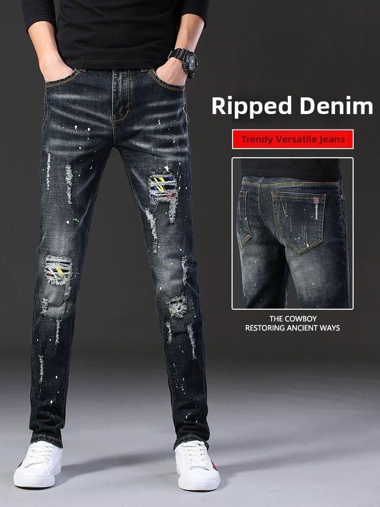 Men's Slim Fit Skinny Jeans Trendy Ripped Stretchy Denim For Spring Autumn Summer New Style Thin Clothing_mkmklike.com