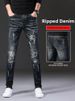 Men's Slim Fit Skinny Jeans Trendy Ripped Stretchy Denim For Spring Autumn Summer New Style Thin Clothing_mkmklike.com