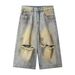 Men's Clothing New Men's Hip Hop Washed Denim Shorts Men's Summer Loose Cropped Pants_mkmklike.com