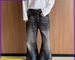 Men's Slimming Straight Leg Jeans Retro Washed Distressed Wide Leg Drape Loose Fit Style_mkmklike.com