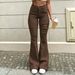 Women's Clothing Spot Street Fashion Ripped Edge High Waist Hip Lift Flared Jeans Tall And Slim Casual Trousers_mkmklike.com