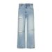 Men's Loose Fit Ripped Jeans American Style Summer Retro Trendy Light Color Wide Leg Pants Midweight Cotton Machine Washable_mkmklike.com