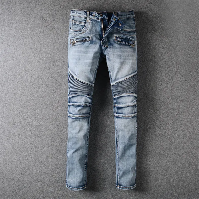 Mens Jeans For Guys Rip Slim Fit Skinny Man Pants Orange Star Patches Wearing Biker Denim Cult Stretch Motorcycle Trendy_mkmklike.com