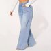 Women's Clothing Women's Denim High Waist Drawstring Loose Wide Leg Light Blue Jeans Women's JEANS_mkmklike.com