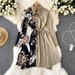 Women's Clothing printed splicing temperament long sleeved dress _mkmklike.com