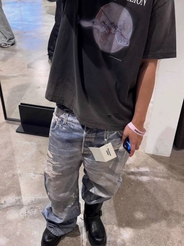 Men's Distressed Jeans With 3D Digital Print & Double Waist Design - Trendy Streetwear Denim Pants_mkmklike.com