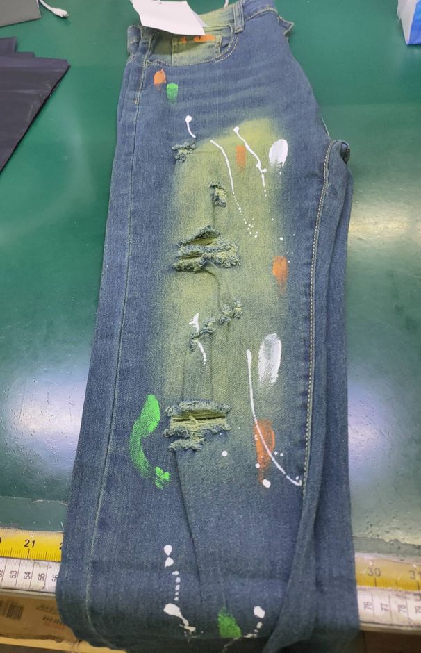 Men's Distressed Patchwork Jeans - Spray Paint Slim Fit Stretch Denim Pants (28-38, 2 Styles)_mkmklike.com