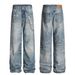 Men's 3D Printed Chain Jeans - Vintage Washed Loose Fit Straight Leg Trousers For Casual Streetwear_mkmklike.com