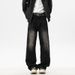 Men's American Vintage Washed Ripped Jeans, High Street Whiskering Loose Straight Baggy Wide Leg Casual Denim Pants Streetwear_mkmklike.com